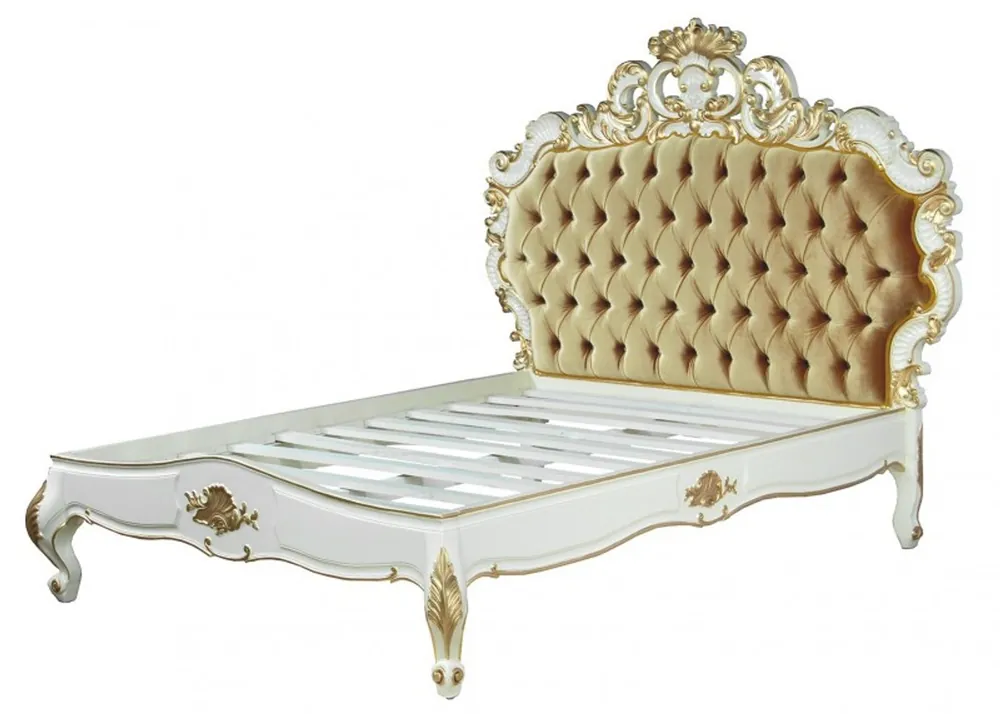 Sale Venice Baroque bed Superior White / Gold Velvet 180 x 200 cm from the luxury collection of Casa Padrino