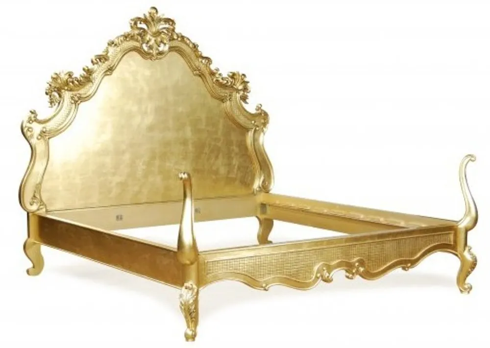 Baroque bed Lusso Superior Gold 180 x 200 cm from the luxury collection of Casa Padrino Preiswert