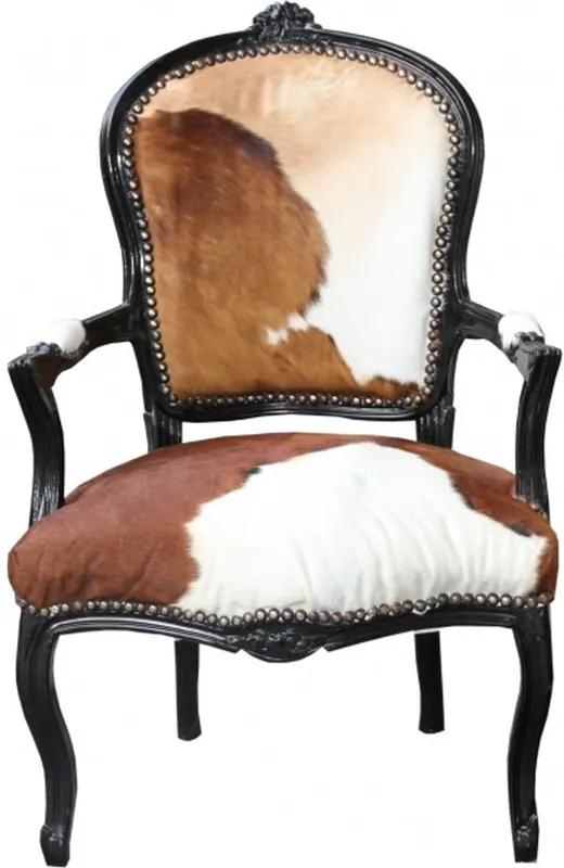 Casa Padrino Baroque Salon Cowhide / Black Mod1 Letzte Chance