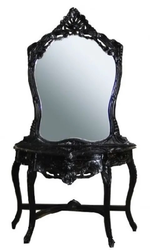 Casa Padrino Baroque Mirror Console Black with marble top - console with mirror Knallerangebot