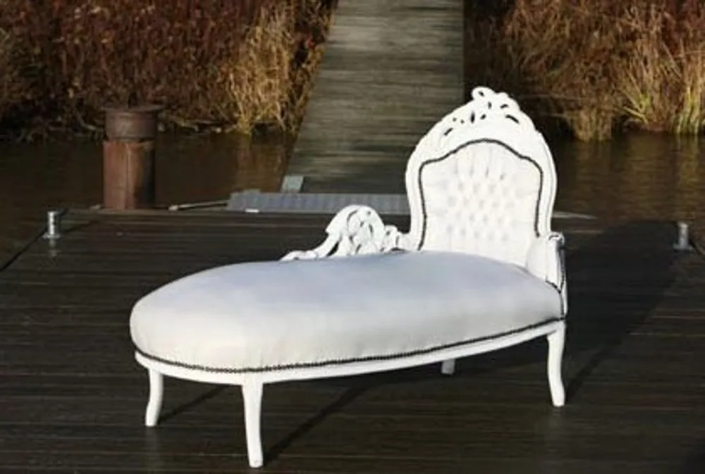Casa Padrino baroque chaise longue white / white leather look Saisonangebot
