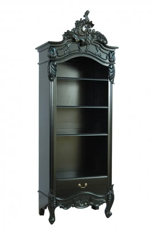 Expressversand Casa Padrino Baroque bookcase black gloss B 85 x H 190 cm bookcase shelf cabinet