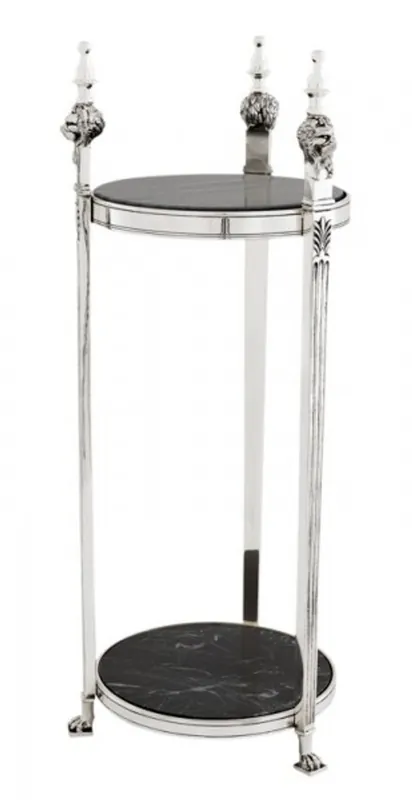 Casa Padrino luxury Baroque Side Table Round Solid Antique Silver with marple plate 71 x 25 cm - Table Nur Heute