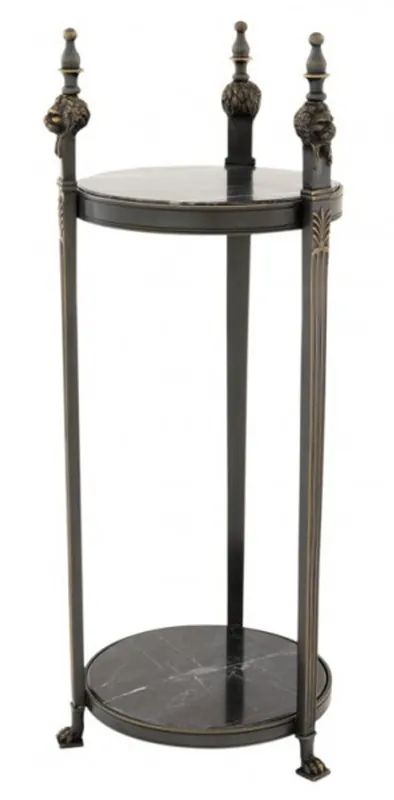 Neue Kollektion Casa Padrino luxury baroque round side table with marble top Solid Gunmetal Bronze 71 x 25 cm - Table