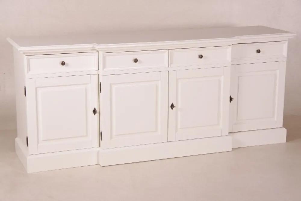 Casa Padrino shabby chic country style sideboard cabinet white floorboards B 216 H 90 cm furniture dining hall Rabatt