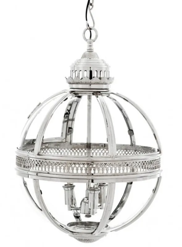 Nur Für Kurze Zeit Casa Padrino baroque pendant lamp silver plated ball diameter 43 cm, height 63 cm - Baroque castle lamp lantern light
