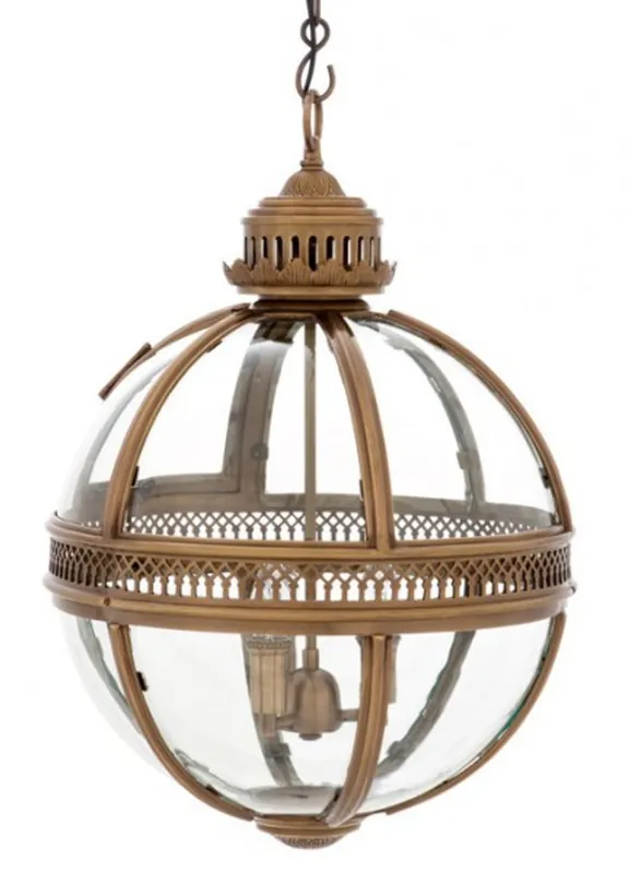 Casa Padrino Baroque Design pendant lamp antique brass ball diameter 43 cm, height 63 cm - Baroque castle lamp lantern light Begrenztes Angebot