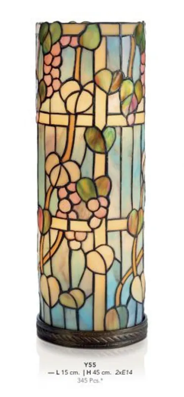 Echt Casa Padrino Tiffany table lamp diameter 15cm, height 45cm cylinder shaped mosaic lamp lamp light stool