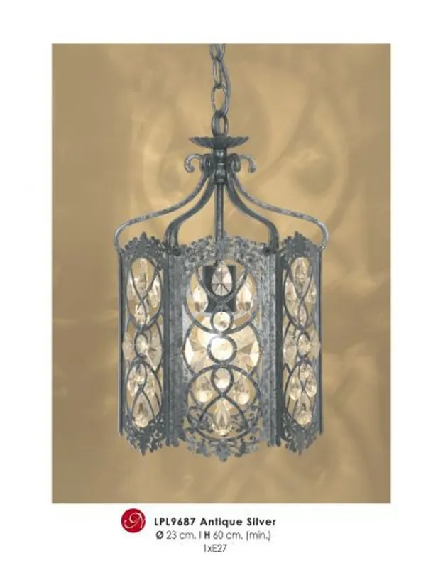 Oriental Design pendant lamp with crystal deco antique silver ModP3 light bulb out of the house Casa Padrino - ceiling light pendant lamp Nur Für Kurze Zeit
