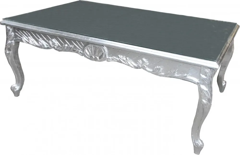Casa Padrino baroque coffee table silver antique look 120 x 80 cm - Mod2 Ausverkauf