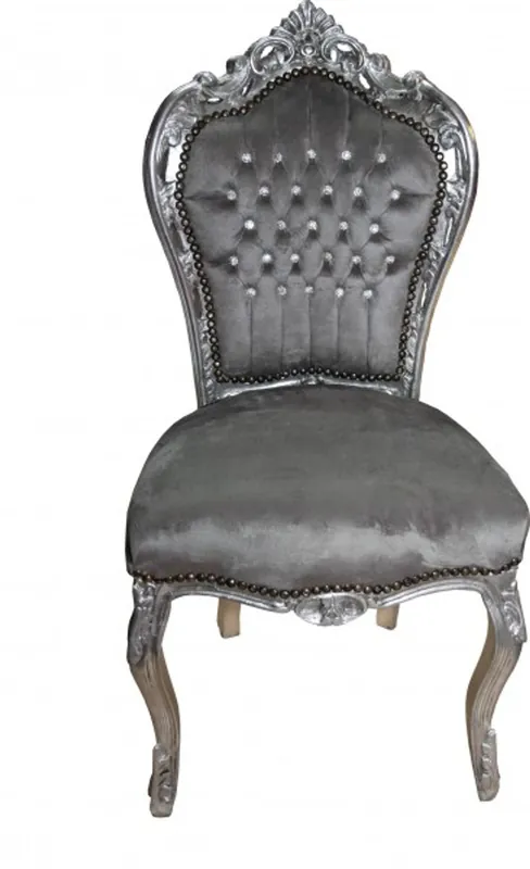 Casa Padrino Baroque Dining Chair gray / silver Günstig