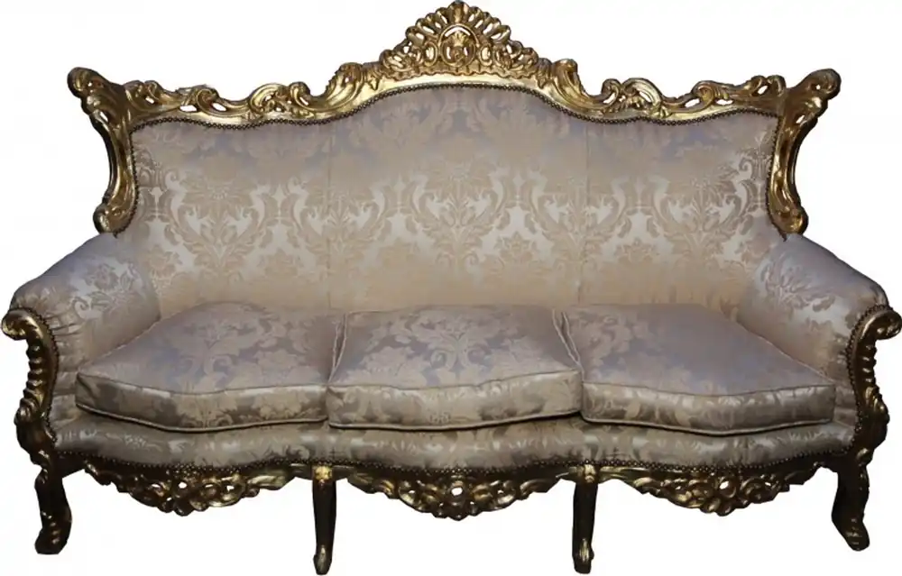 Angebot Casa Padrino Baroque 3-seater sofa Master cream baroque pattern / Gold Mod3 - living room sofa furniture Lounge