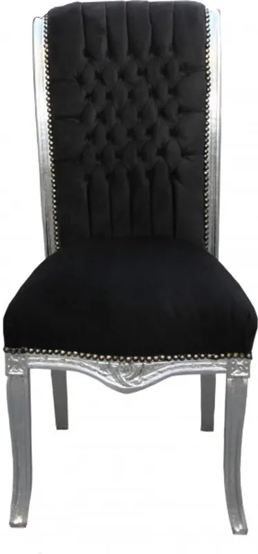 Neu Im Sortiment Casa Padrino Baroque high back dining chair Black / Silver