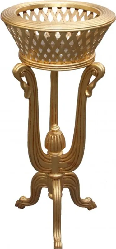 Casa Padrino Baroque plant pot stand made of wood gold antique look - Flower pot stand, flower stand Sonderaktion