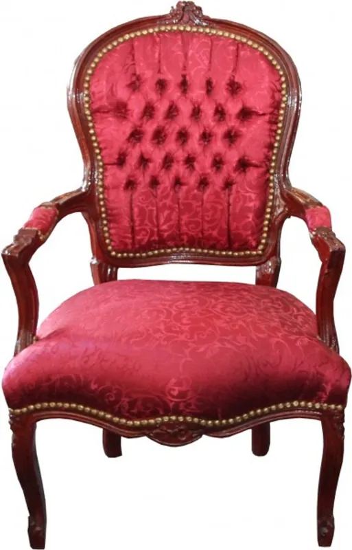 Begrenztes Angebot Casa Padrino Baroque Salon Chair Bordeaux Red Pattern / Brown Mod2 - Chairs Furniture