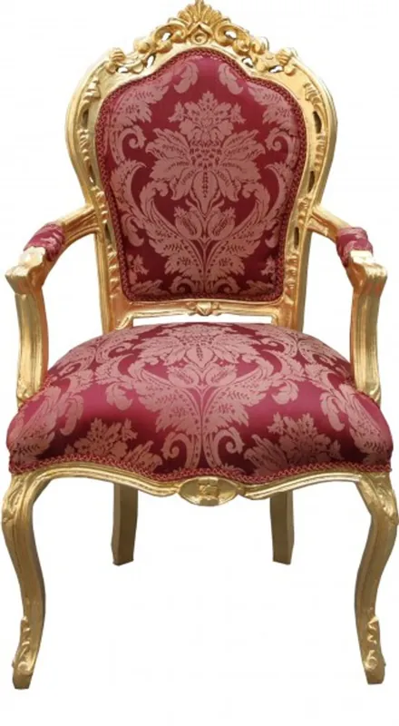 Neue Ware Casa Padrino Baroque Dinner Chair Pattern / Gold with armrests - Limited Edition