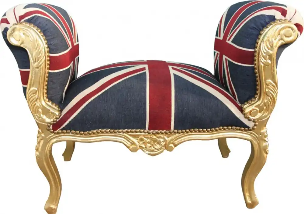 Casa Padrino baroque stool stool Union Jack / Gold - Bench Neue Kollektion