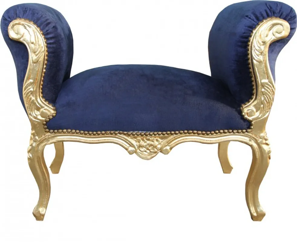 Garantierte Lieferung Casa Padrino baroque stool stool Royal Blue / Gold - Bench