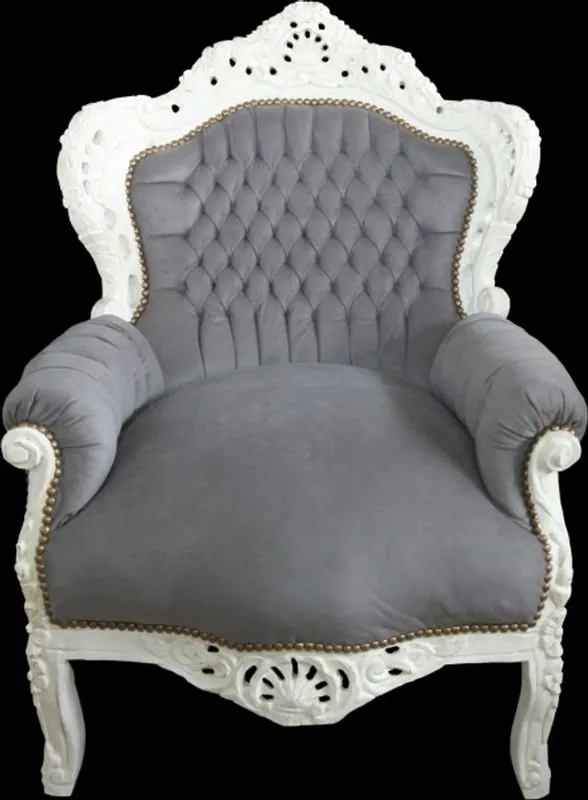 Super-Preis Casa Padrino Baroque Armchair "King" Grey / Cream Antique Style