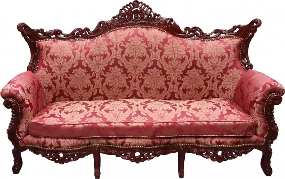 Markenprodukt Casa Padrino Baroque 3-seater Master Bordeaux Pattern / Brown Red - living room couch furniture Lounge