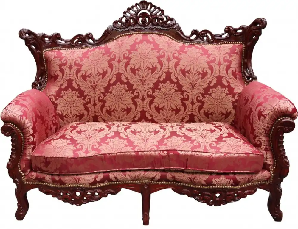 Direktkauf Casa Padrino Baroque 2-seater Master Bordeaux Pattern / Brown Red - living room couch furniture Lounge