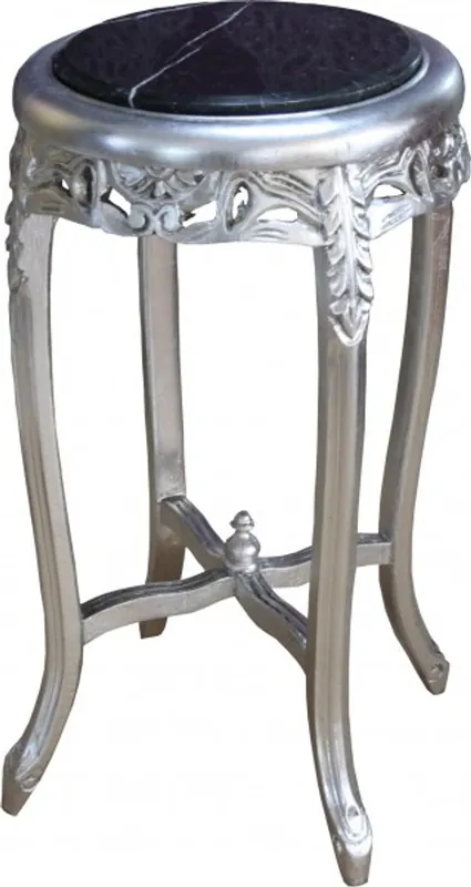 Expressversand Casa Padrino Baroque table with marble top round silver / black 72 x 39 cm antique style