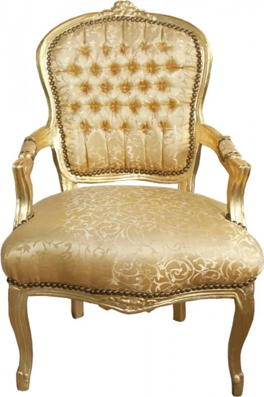 Casa Padrino Baroque Salon Chair Gold Pattern / Gold Mod1 - antique look Beliebt
