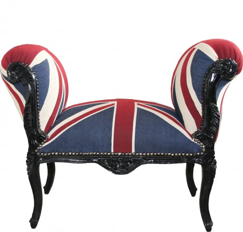 Casa Padrino baroque stool stool Union Jack / Black - Bench Sonderaktion