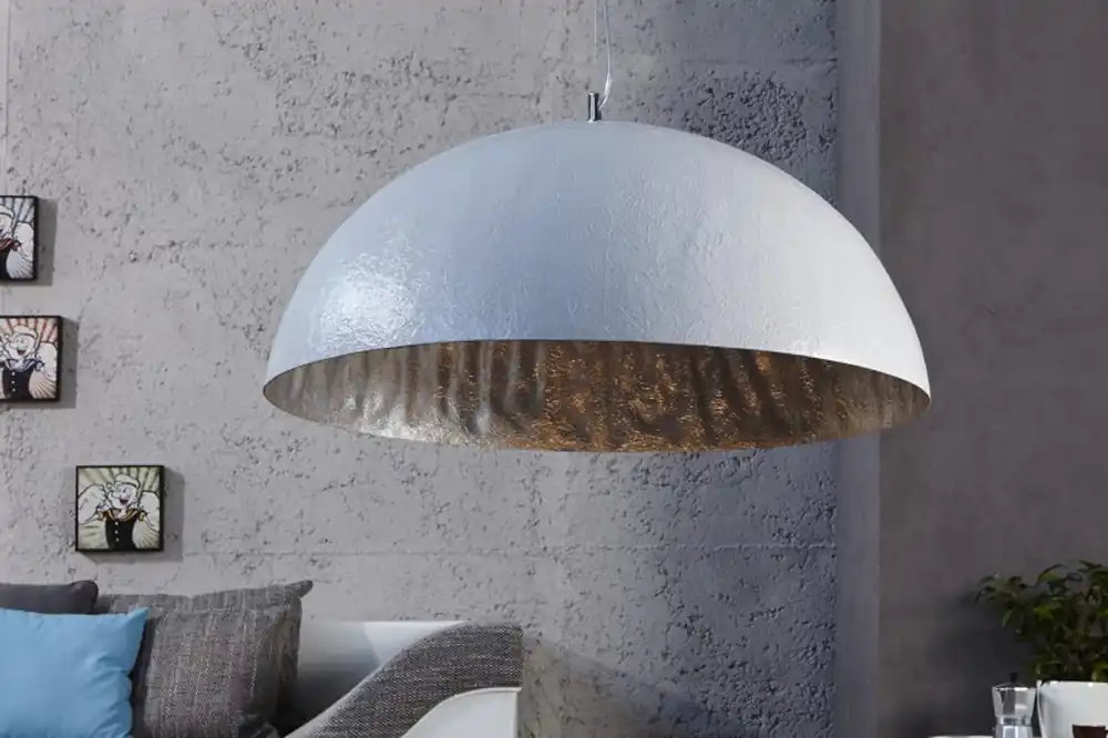 Casa Padrino Design pendant lamp white / silver, diameter 50 cm - light lamp hanging lamp Ausverkauf