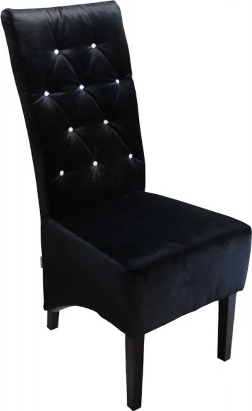Heißes Angebot Casa Padrino Designer Chesterfield Dining Chair Black with Bling Bling diamante