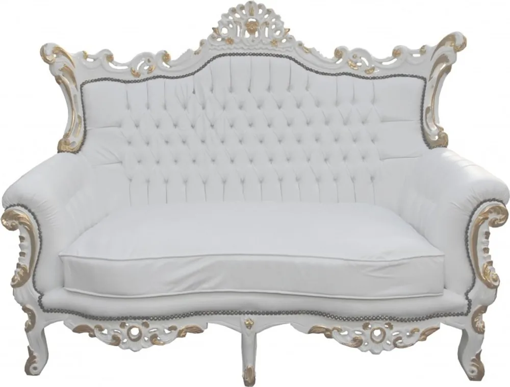 Casa Padrino Baroque 2-seater sofa Master White / Gold Mod2 - living room couch furniture Lounge - Limited Edition Echt