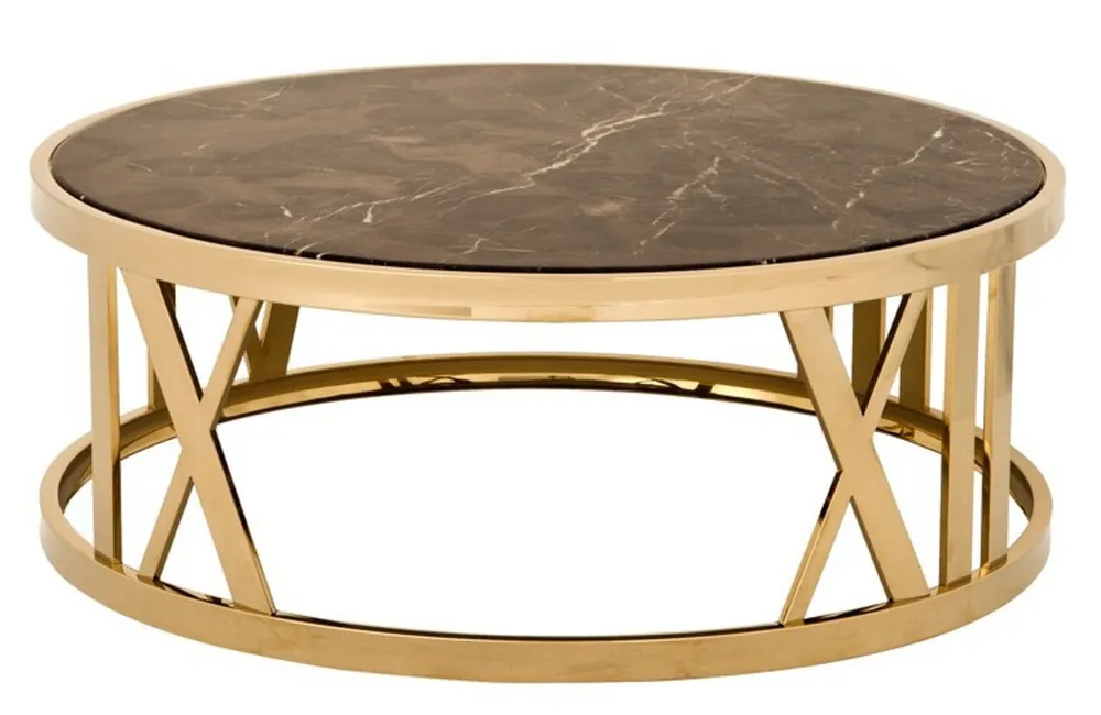 Casa Padrino luxury Art Deco coffee table round gold with marble top - Luxury Collection Sofort Bestellen