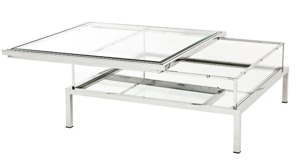 Beliebt Casa Padrino luxury Art Deco designer coffee table polished stainless steel with mirror glass - Luxury Collection