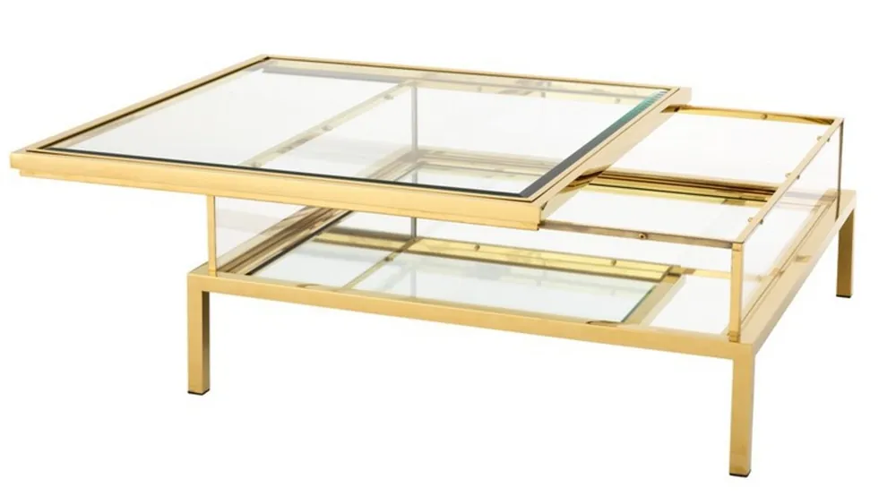 Casa Padrino luxury Art Deco designer coffee table stainless steel plated with mirror glass - Luxury Collection Neue Kollektion