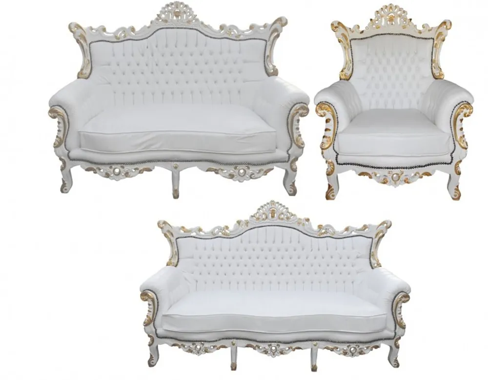 Direkt Vom Hersteller Casa Padrino Baroque Living Set Master White / Gold - 3 seater + 2 seater + 1 chair