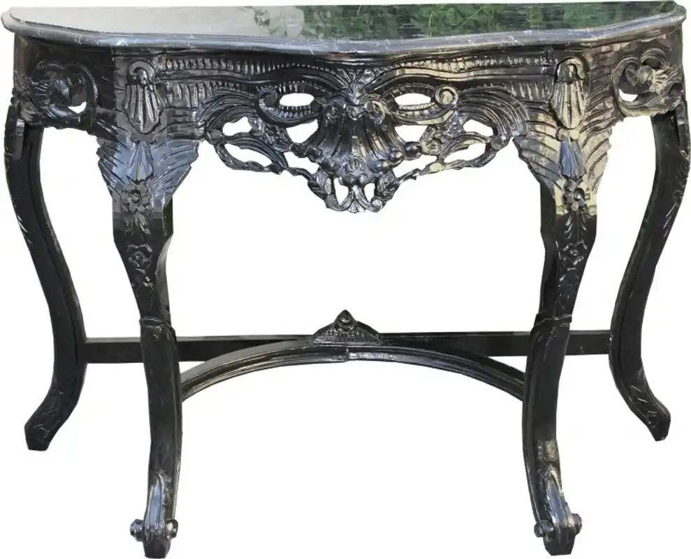 Jetzt Bestellen Casa Padrino Baroque console table Black / Black with marble top Mod2 - Console