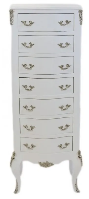 Casa Padrino Baroque Commode white with 7 drawers 120 x 45 x 35 cm - Antique style Nur Heute