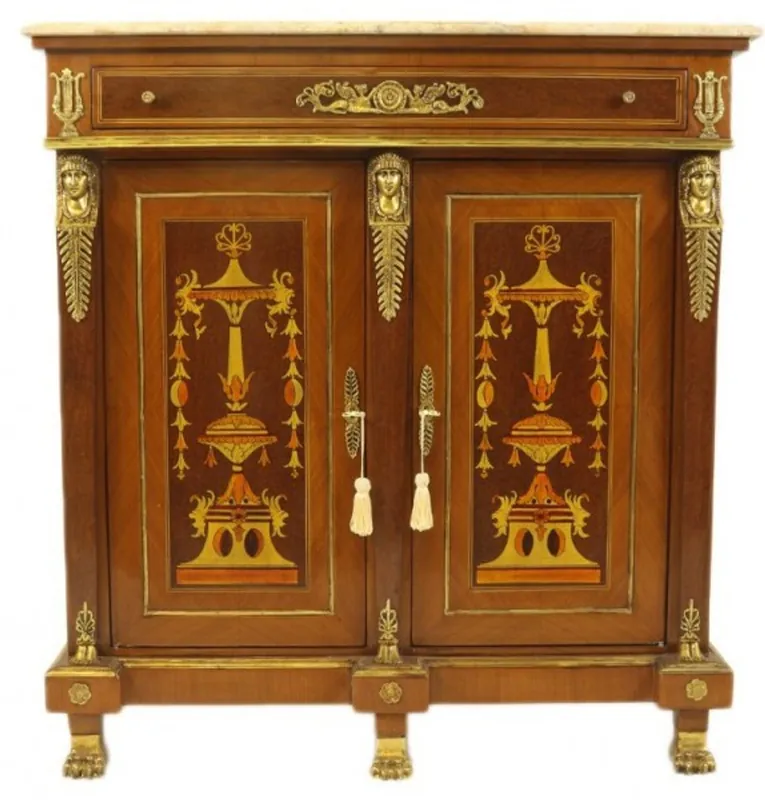 Sonderangebot Casa Padrino Empire Baroque Chest mahogany inlaid with marble top