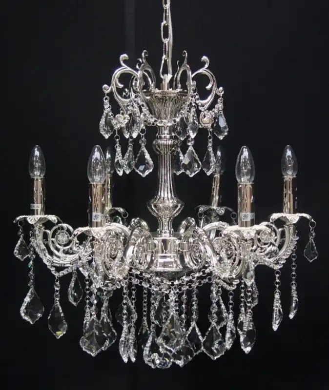 Casa Padrino baroque crystal chandelier 6-burner silver - pendant lamp chandelier hanging lamp ceiling lamp Markenware