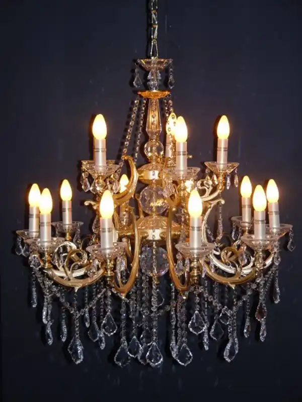 Markenware Casa Padrino Baroque Crystal Chandelier 15-burner Gold ModK5 - pendant lamp chandelier hanging lamp ceiling lamp