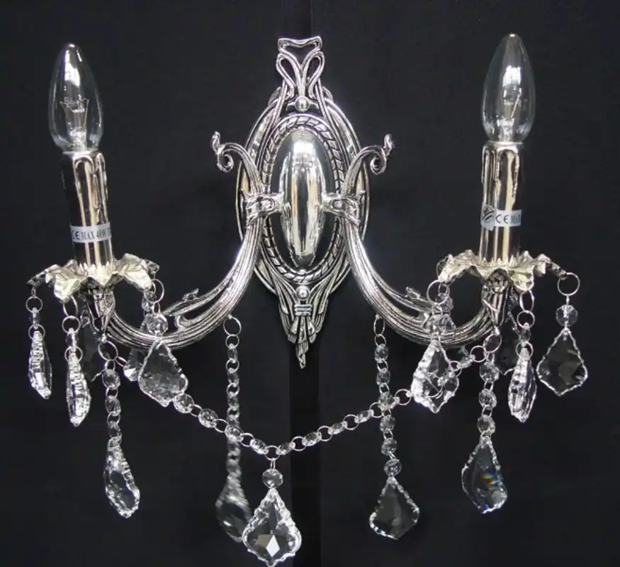 Casa Padrino Baroque Crystal Sconce 2-burner Silver ModK9 - wall lamp Wall lights Super-Preis