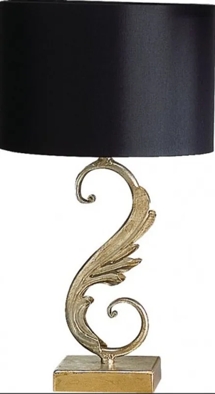 Casa Padrino luxury baroque table lamp Black / Gold 45 x 24 cm - gold-plated pillars lamp - Handmade in Italy Neu