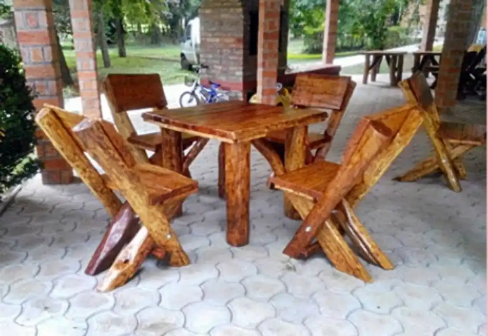 Angebot Casa Padrino garden furniture set Rustic table + 4 garden chairs - solid oak - solid wood furniture Solid