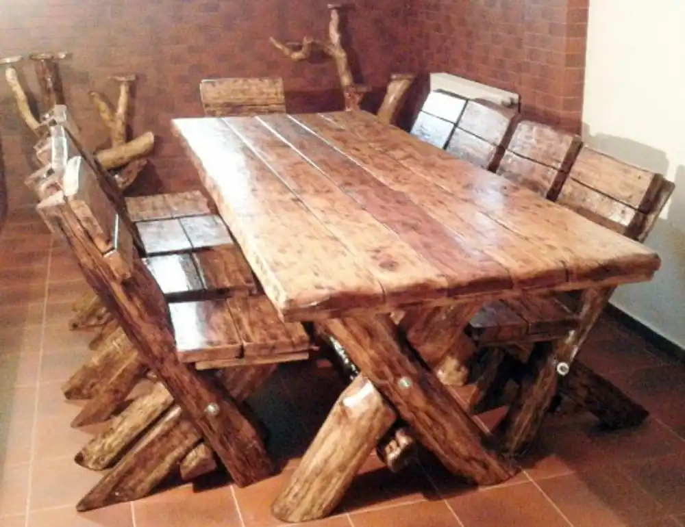 Sonderaktion Casa Padrino Dining Set Rustic - table + 6 chairs - solid oak - solid wood furniture Solid Castle Furniture