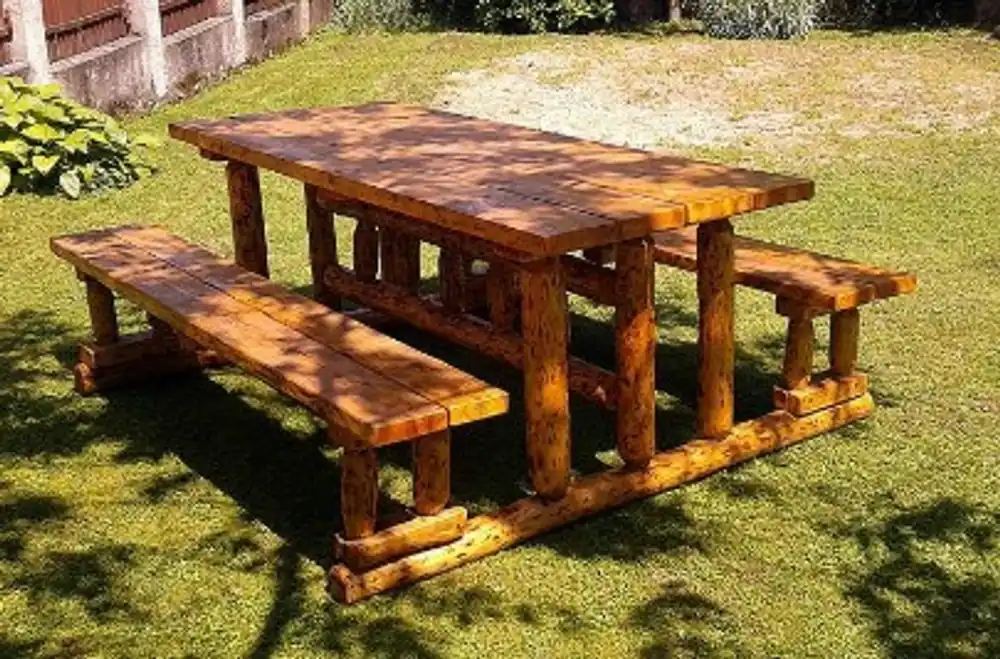 Jetzt Bestellen Casa Padrino garden furniture set Rustic table + 2 garden benches Mod GM2 - oak solid wood - real wood furniture Solid