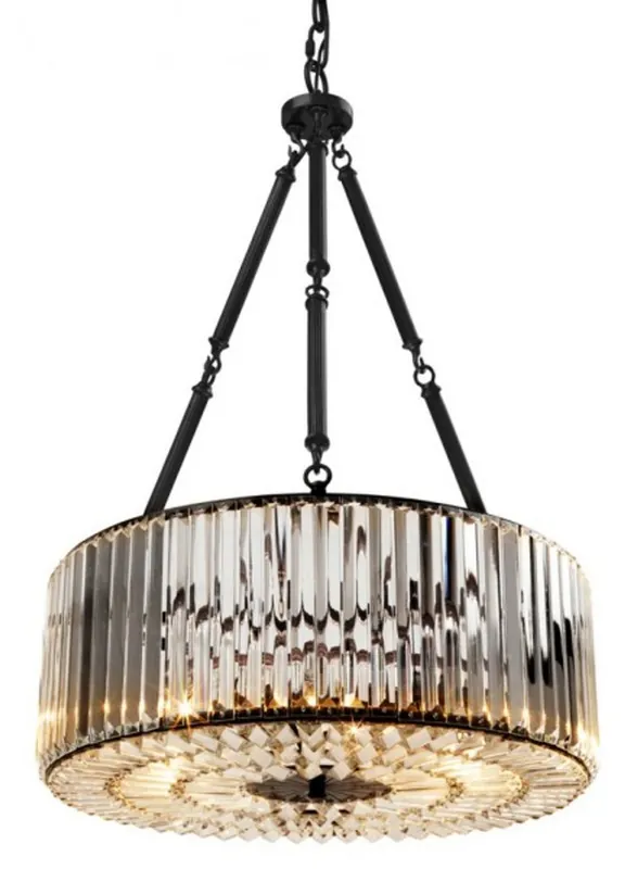Wochenendangebot Casa Padrino luxury hanging lamp Gunmetal Finish / Glass - Art Deco Restaurant - Hotel Lamp Light