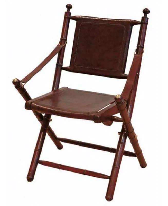 Casa Padrino luxury leather folding chair Leather - Vintage Art Deco Furniture Neue Ware