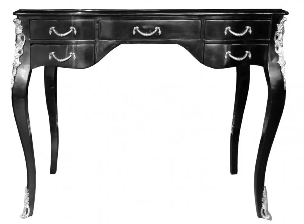 Preiswert Casa Padrino luxury baroque desk glossy black / silver 100 x 80 x 58 cm secretary luxury furniture