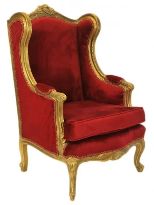 Casa Padrino Baroque Lounge throne Bordeaux Red / Gold - wing chairs - wing chair Tron chair Knallerangebot