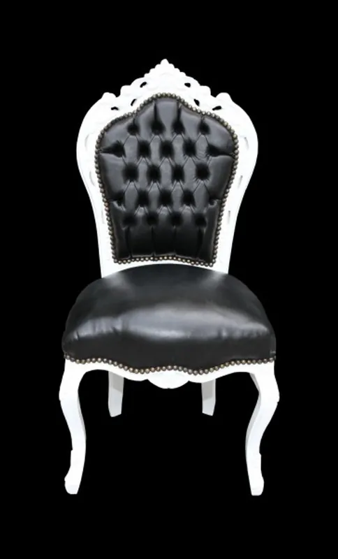 Garantierte Lieferung Casa Padrino Baroque Dinner Chair Black / White leather look furniture antique style
